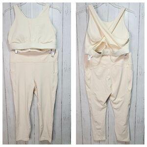 FABLETICS Women's Ivory PureLuxe High-Waisted Legging & Bra Top Size XXL.